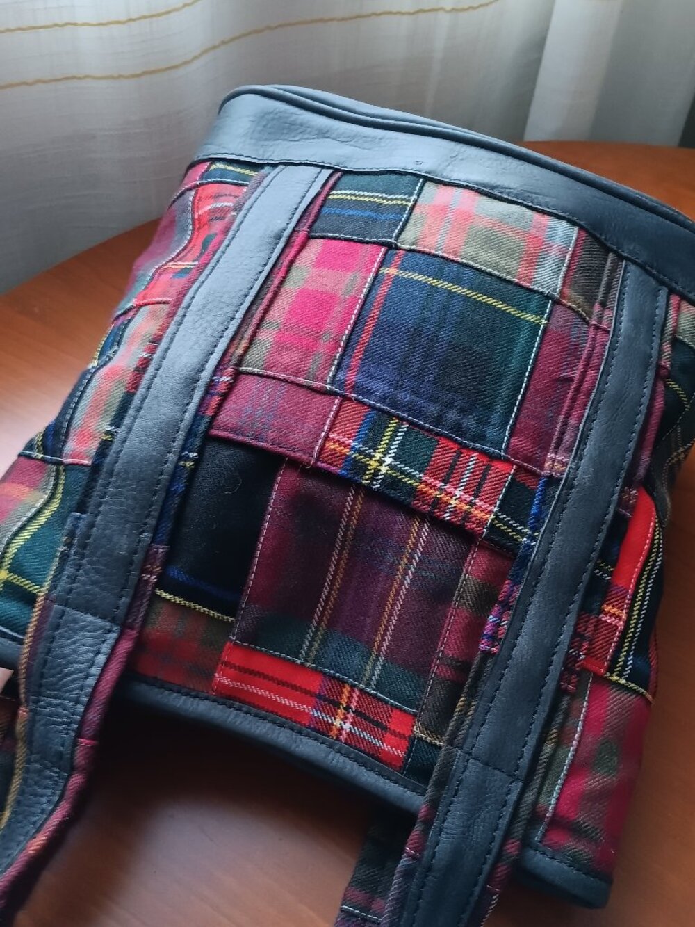 NWT Fall Tartan Plaid Wool and Leather Carryall Bag 11.5x11x4